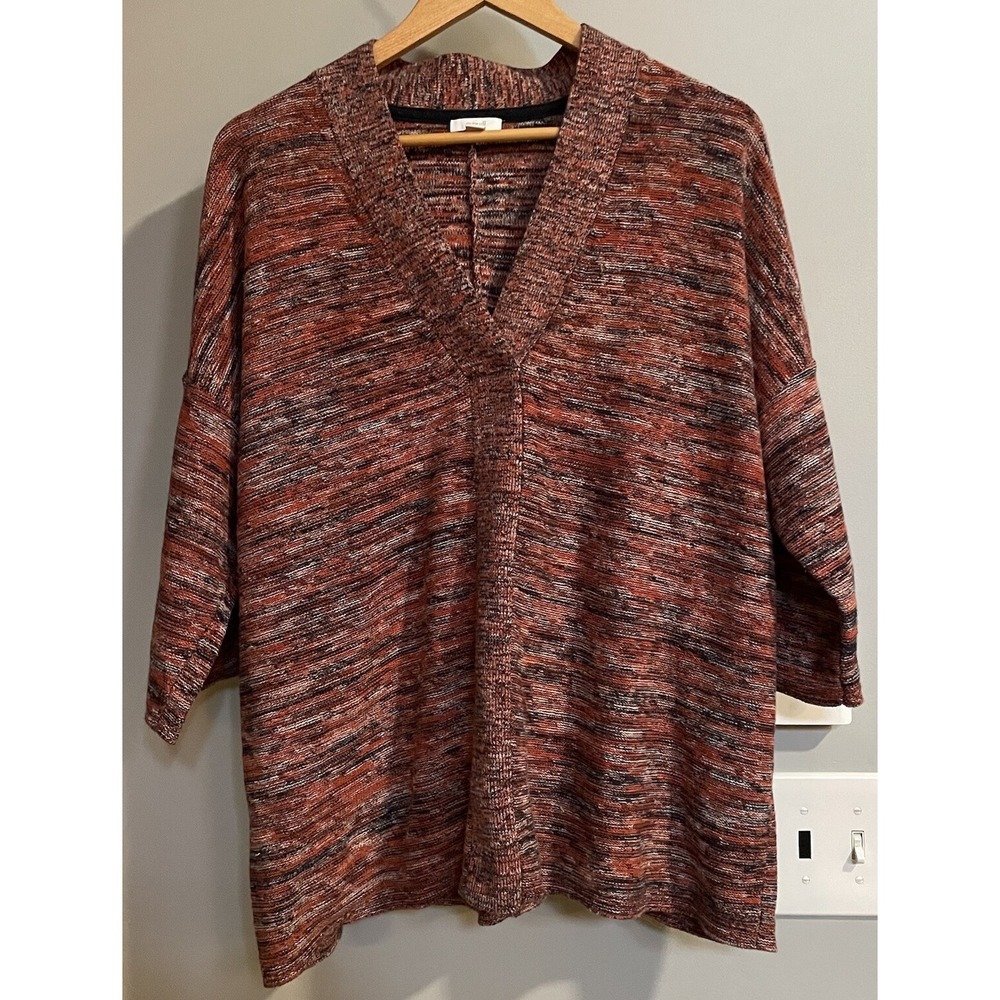 J‎ Jill PureJill Sweater Knit Marled 3/4 Sleeve V-Neck Tunic Pullover Medium